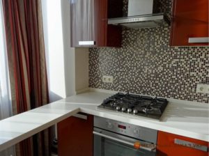красно белая кухня угловая