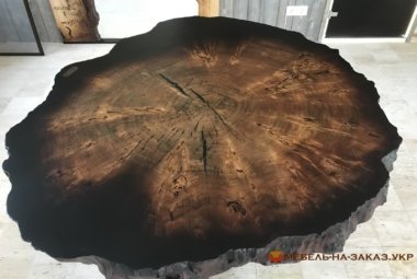 Round wood slab table