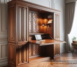 стол встроеннй в шкаф из дерева