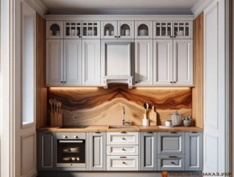 бело серая кухня классическая прямой формы