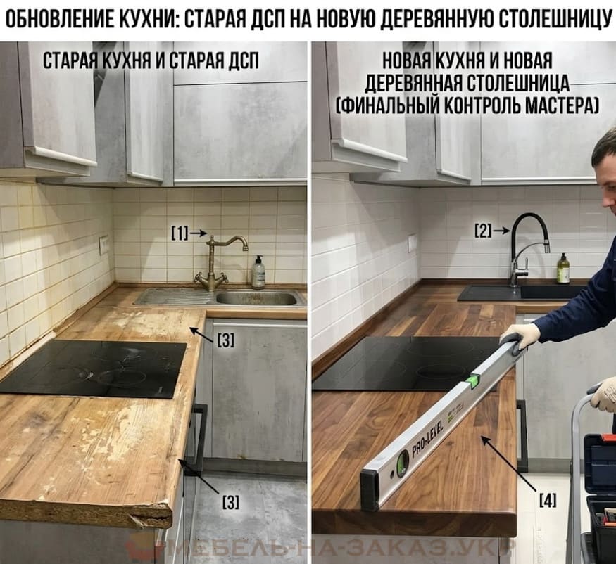 Реставрація та заміна кухонних стільниць «під ключ»
